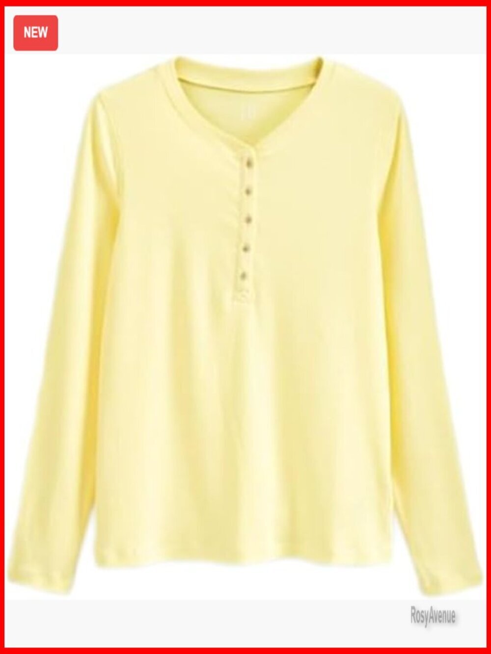 Ribbed Long Sleeve Henley Top - Soft Knit Casual Layering Tee
